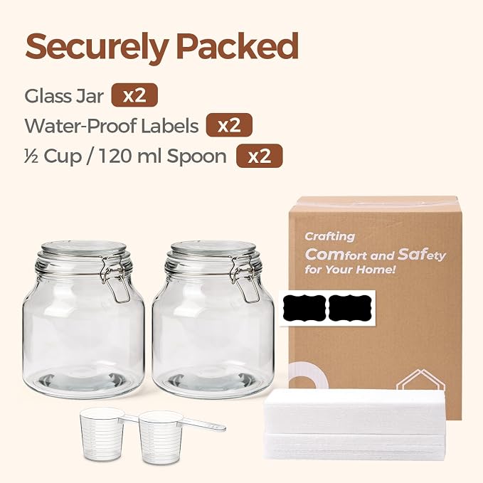 ComSaf 2-Pack 74oz Wide-Mouth Glass Jars - Image 8