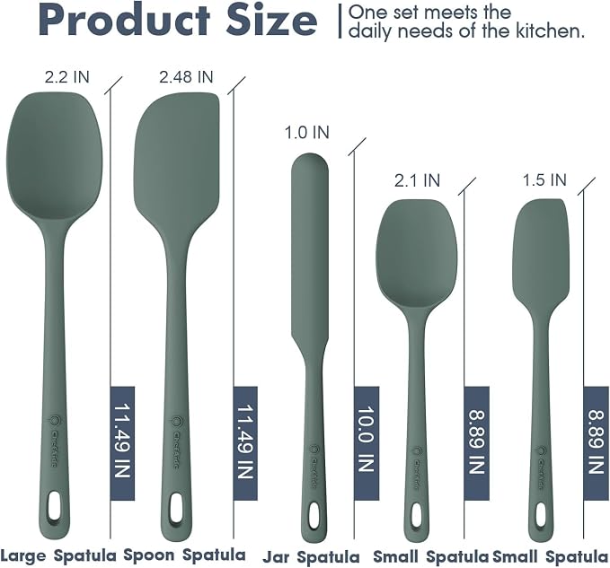 ChefAide 5 Pieces Silicone Spatula Set, Food Grade Rubber Spatula, Upgrade - Image 2