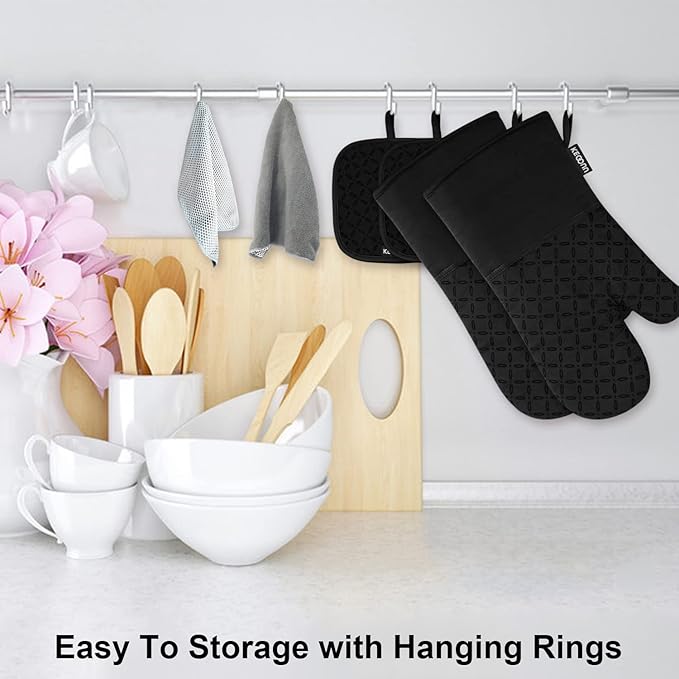 KEGOUU Oven Mitts and Pot Holders 6pcs Set, Kitchen Oven Glove High Heat - Image 4