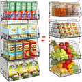 4 Pack XXL Stackable Wire Storage Basket, Extra Large Capacity Pantry Organizer and Storage, Muti-Purpose for Vegetable Fruit Basket & Can Organizer & Snack Rack & Metal Pantry Bin