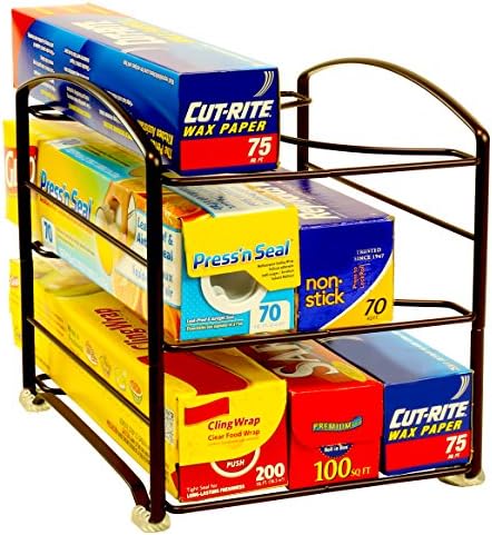 Deco Brothers Wrap Organizer Rack for Kitchen Cabinet, 3 Tier, Bronze