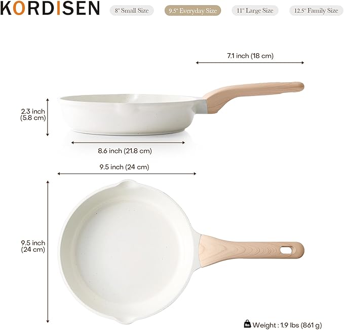 Kordisen Ceramic Non Stick Frying Pans Skillet, 9.5 Inch Ceramic Frying Pan - Image 7
