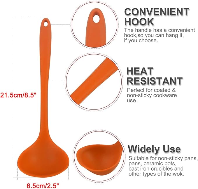 uxcell Silicone Soup Ladle Spoon 8.5 Inch Heat Resistant to 450°F One Piece - Image 4