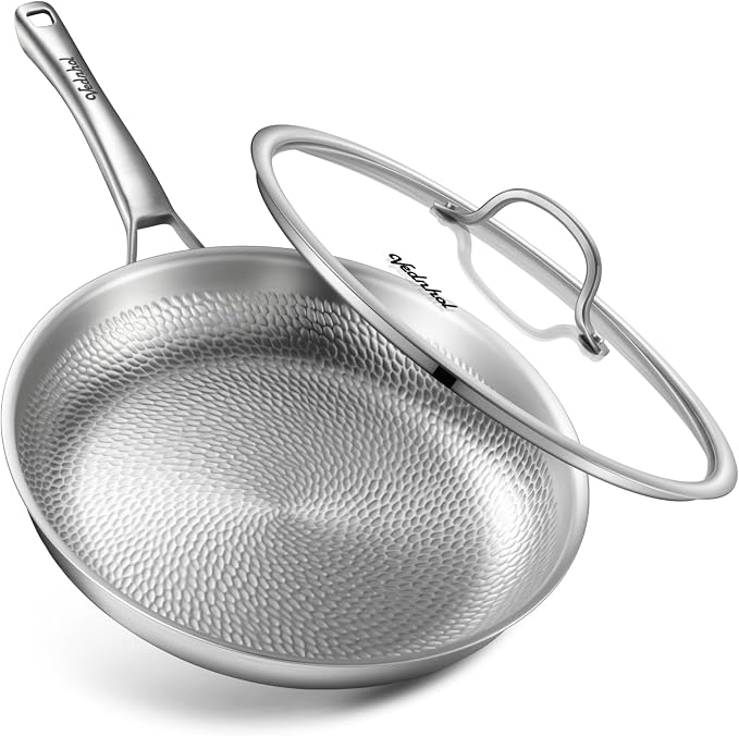 Titanium Pan, 12 Inch Pure Titanium Hammered Pro frying pan by VEDNHOL
