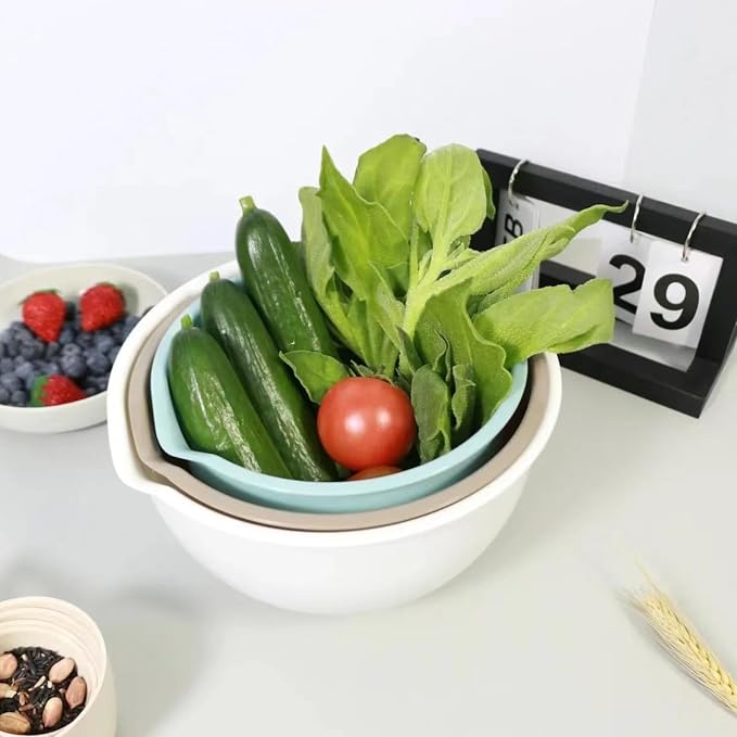 Set of 3 Mixing Bowls with Pour Spout-Nesting Design Saves Space - Image 8
