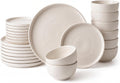 24 Piece Stoneware Dinnerware Sets, Ceramic Plates & Bowls Set for 8