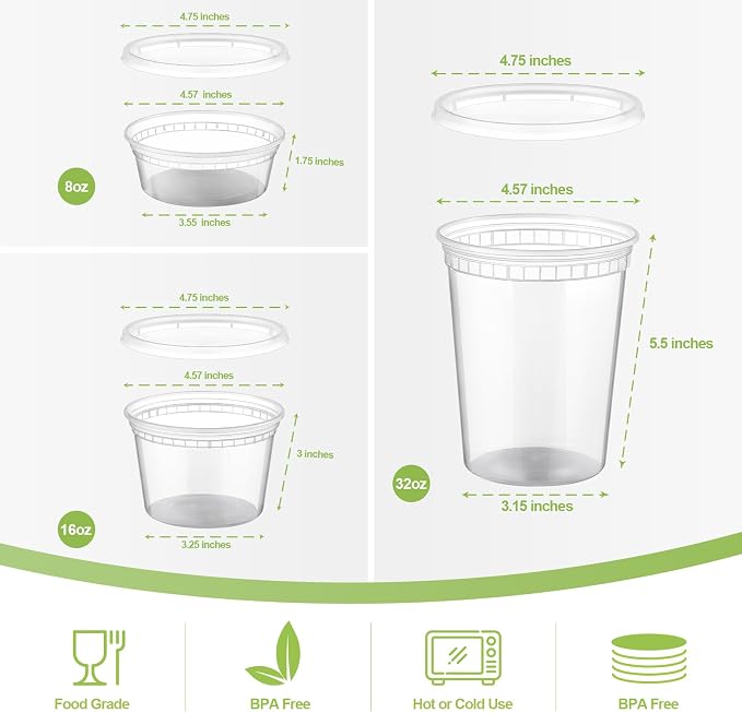 AOZITA 24 Sets Plastic Deli Food Containers - Image 2
