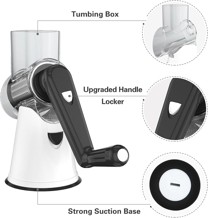 Cambom Rotary Cheese Grater Hand Crank Cheese Shredder - Image 6