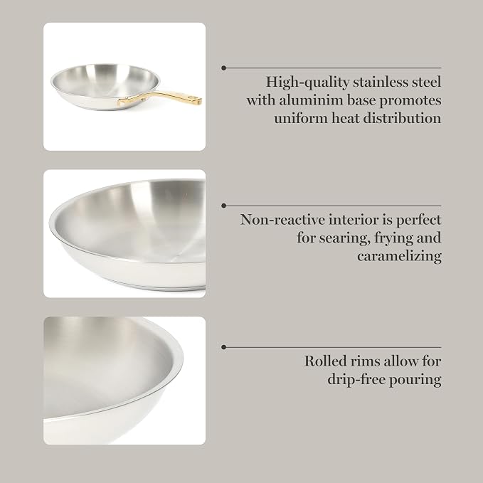 Martha Stewart Castelle 9.5-Inch Stainless Steel Frying Pan - Image 4
