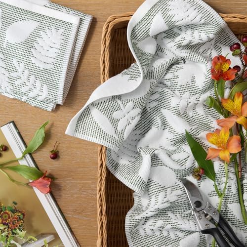 Martha Stewart Woodland Harvest Jacquard Leaves Kitchen Towel 2-Pack