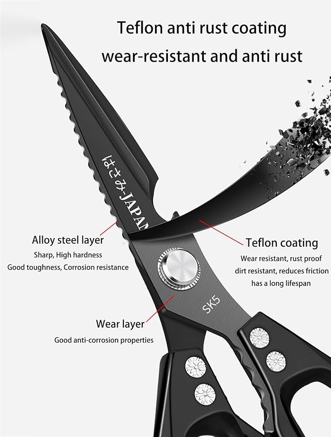 Multi-Purpose Rust Proof Kitchen Shears, Heavy Duty Meat Scissors, Dishwasher - Image 4