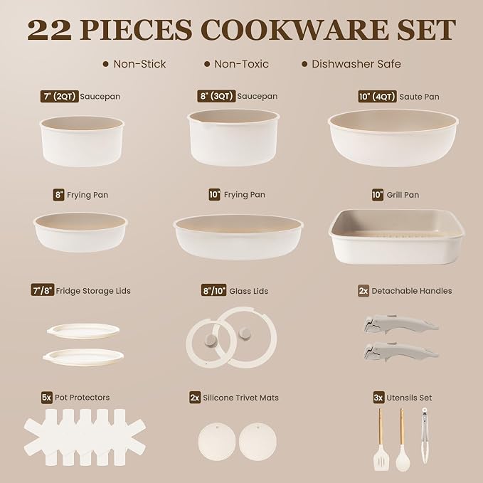 KIKCOIN Nonstick Pots and Pans Set - Image 2