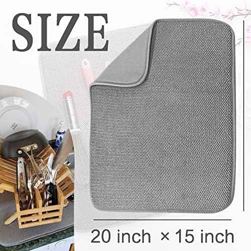 2 Pack Microfiber Dish Drying Mat,Absorbent Dish Drainer Kitchen