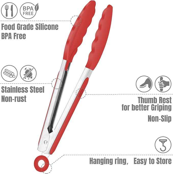 Hotec Mini Silicone Kitchen Tongs - Image 5