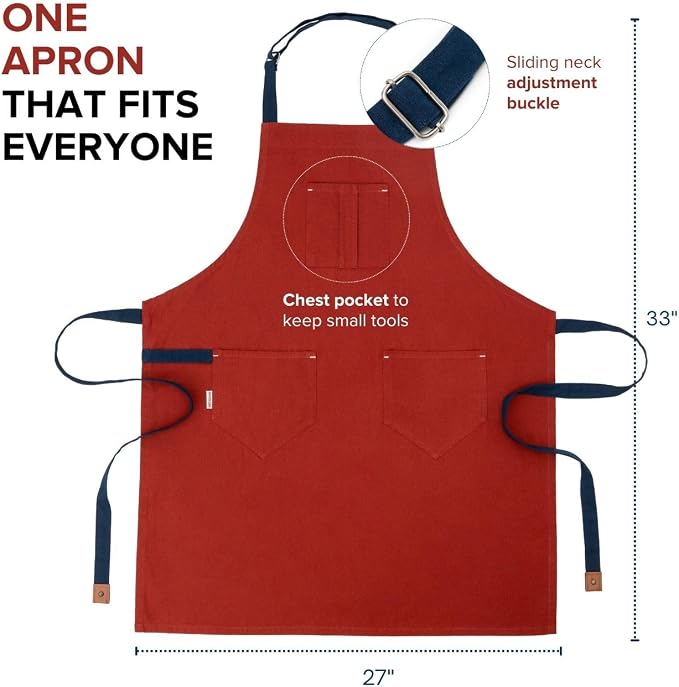 Cotton Canvas Apron for Women & Men – Adjustable Neck Strap & Waist Ties - Image 3