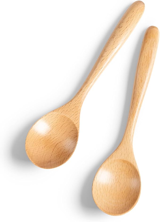 2 PCS Wooden Spoons for Honey, 6.7 inch Small Wooden Spoons by HEFILD