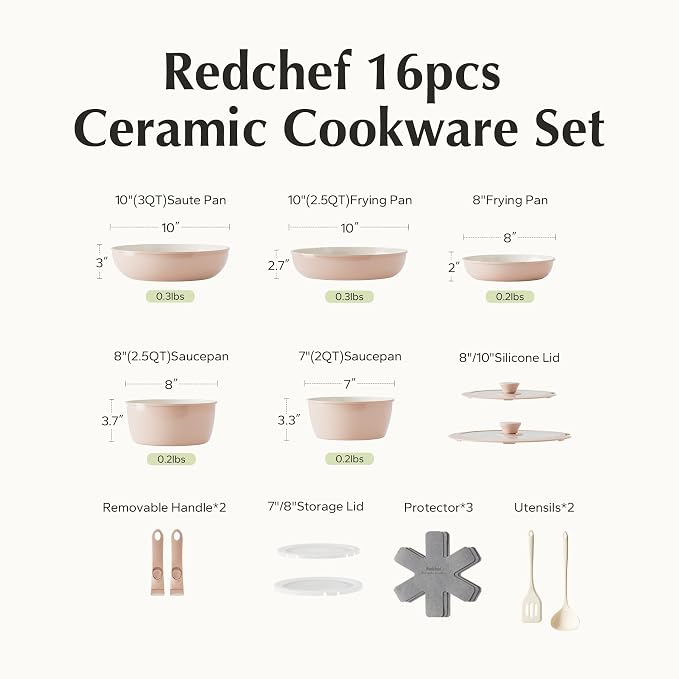 Redchef Pans and Pots Set Nonstick, Ceramic Cookware Set - Image 8