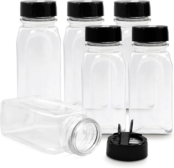 RoyalHouse - 6 Pack 14 Oz Plastic Spice Jars by RoyalHouse