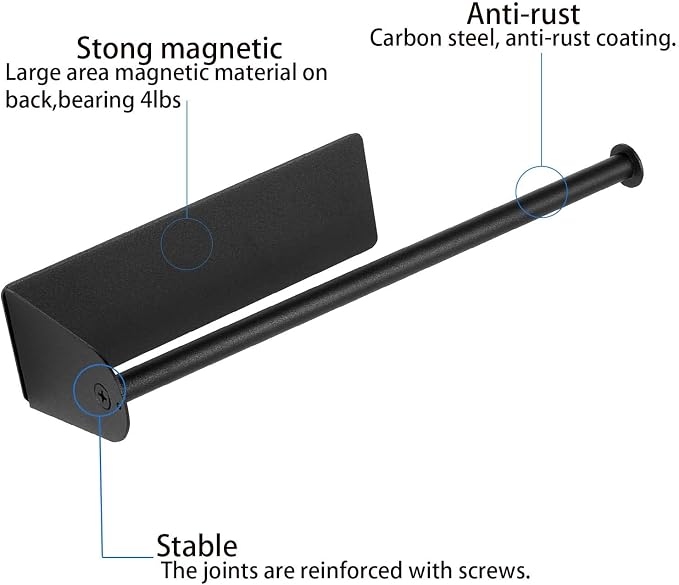 Paper Towel Holders Magnetic Steel Black Towel Roll Holders - Image 2
