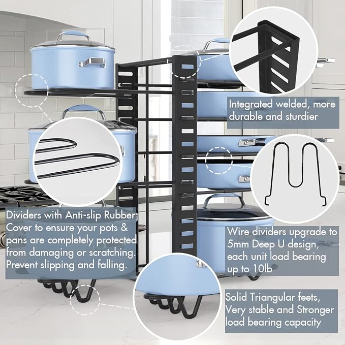 Felibeaco Adjustable Pots and Pans Organizer Rack - Image 4