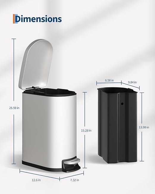 GarveeHome 13 Gal & 2.6 Gal Trash Can Combo Set, Kitchen Trash Can and Bathroom - Image 8