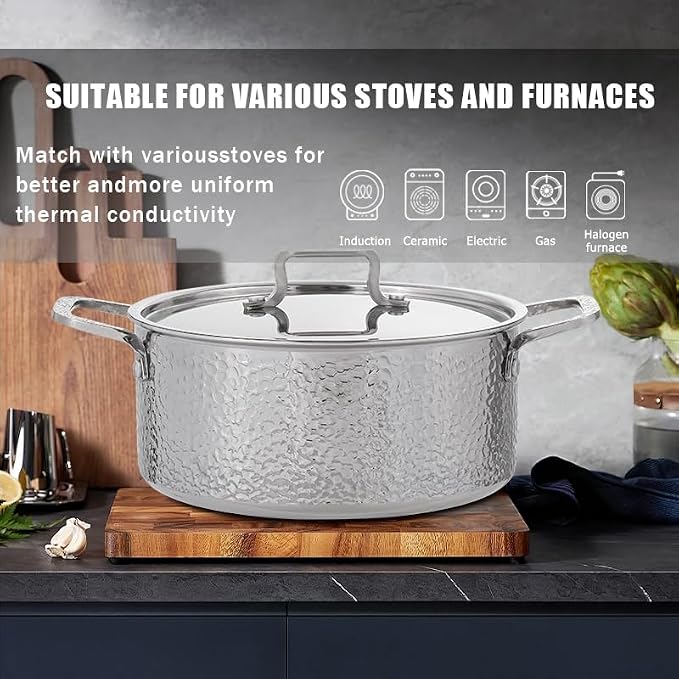 Vivicreate Tri-Ply Stainless Steel Stockpot – Deep Cooking Pot - Image 2