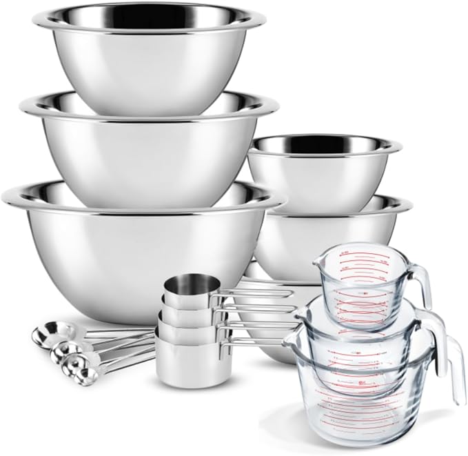 Eatex Mixing Bowls with Measuring Cups & Measuring Spoons 17 Piece Set by Eatex