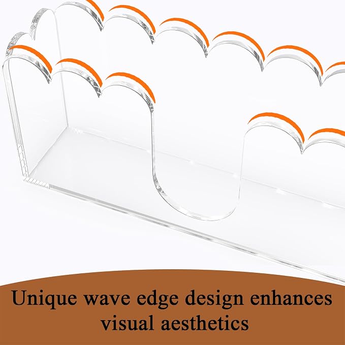 LUGUNU Clear Acrylic Napkin Holder – Scalloped Tray - Image 3