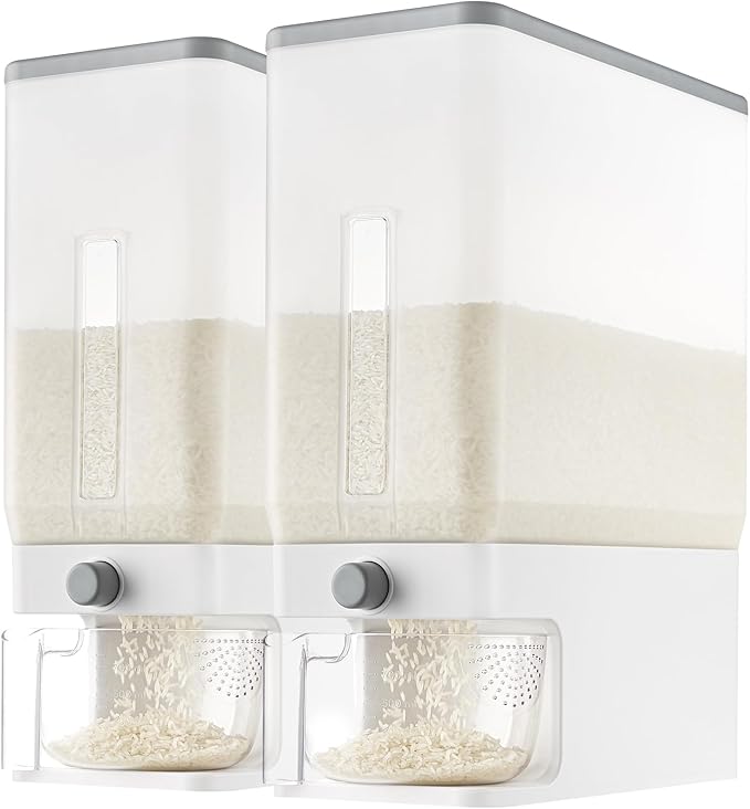 Lifewit 2 Pack Rice Dispenser 25 Lbs, Rice Storage Container Sealed Moisture by Lifewit