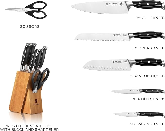 BRODARK Knife Set: 7 Piece Ultra Sharp Kitchen Knife Set Without Steak Knives - Image 6