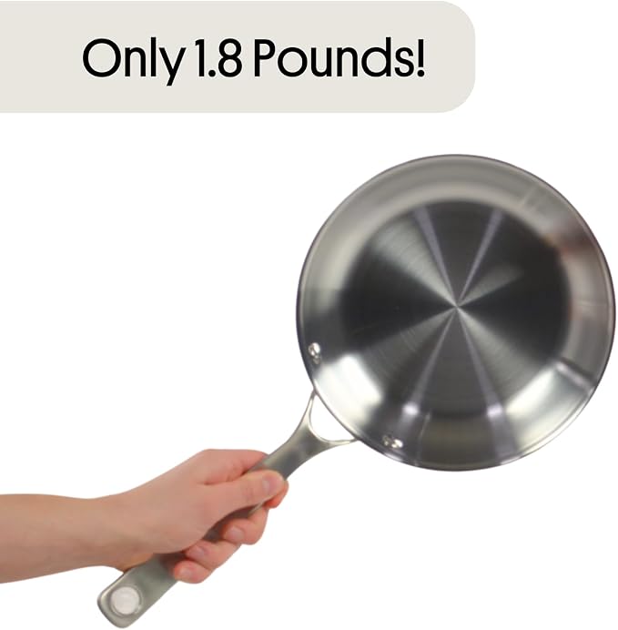 STRATA Carbon Steel Clad 8.5" Frying Pan Skillet, 3-Ply Carbon Steel Cookware - Image 2