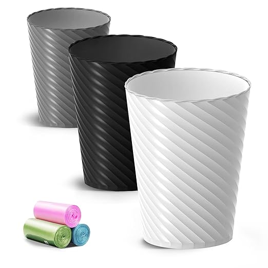 Lysam Bathroom Trash Can, 3 Pack 1.8 Gallons Small Trash Can by Lysam
