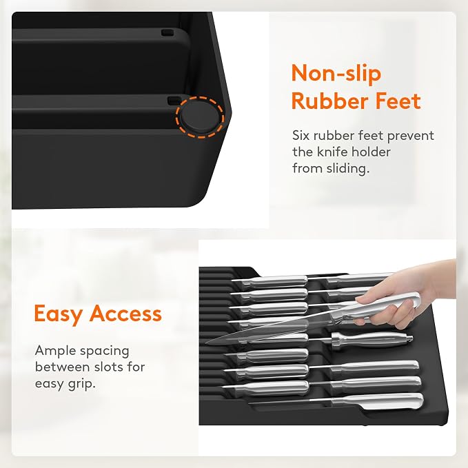 Lifewit Magnetic Drawer Knife Organizers Insert, Kitchen Plastic In Drawer - Image 6