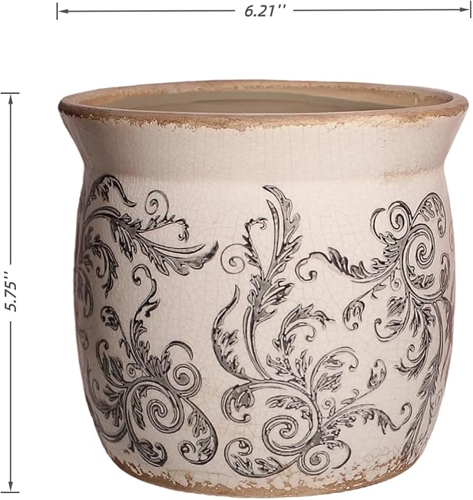 Rustic Ceramic Planter & Kitchen Utensil Holder, 6.21 Inch Vintage Crackle - Image 3