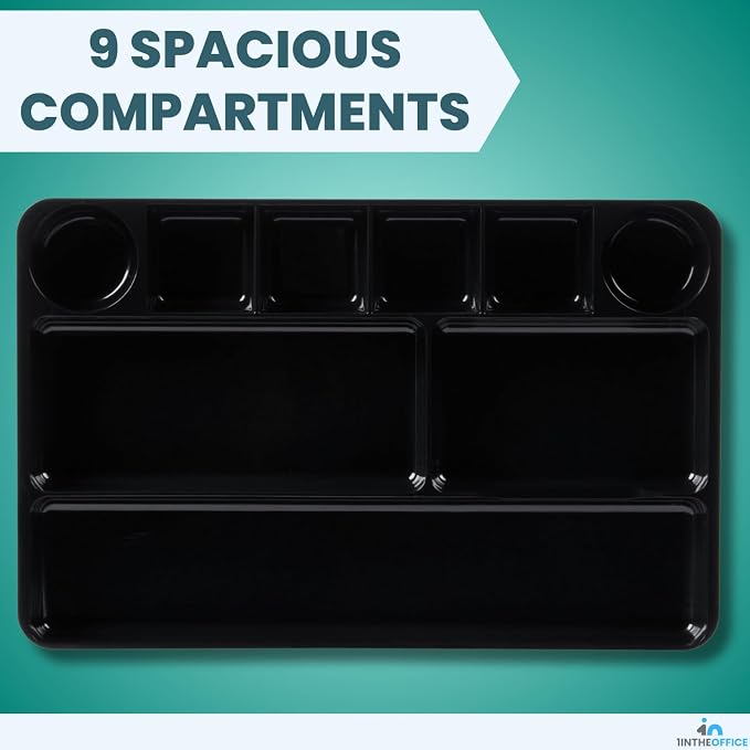 1InTheOffice Desk Drawer Organizer 9-compartment Drawer Tray Organizer - Image 3