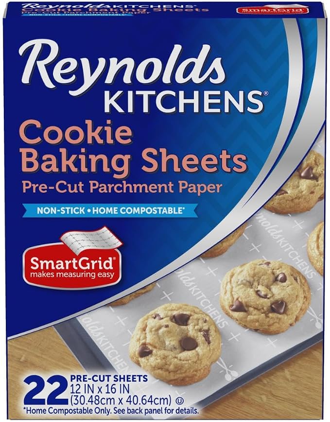 Reynolds Kitchens Cookie Baking Sheets, Pre-Cut Baking Parchment Paper Sheets by ReynoldsConsumerProducts