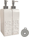 Soap Dispenser Set with Stainless Steel Pump, 2 Pack Ceramic Refillable Dish by Karisky