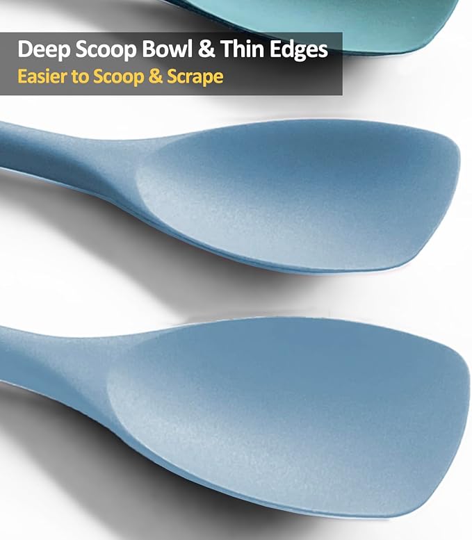 Upgrade Silicone Spatula Spoon Set, VOVOLY Heat Resistant Rubber Spoonula - Image 3