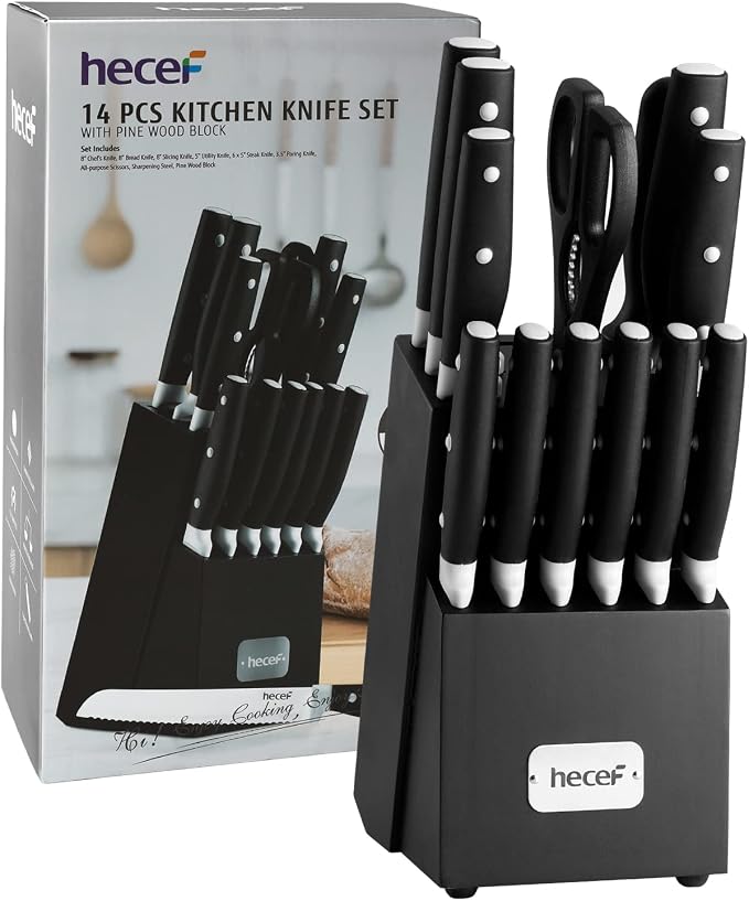 hecef Kitchen Knife Block Set, 14 Pieces Knife Set - Image 9