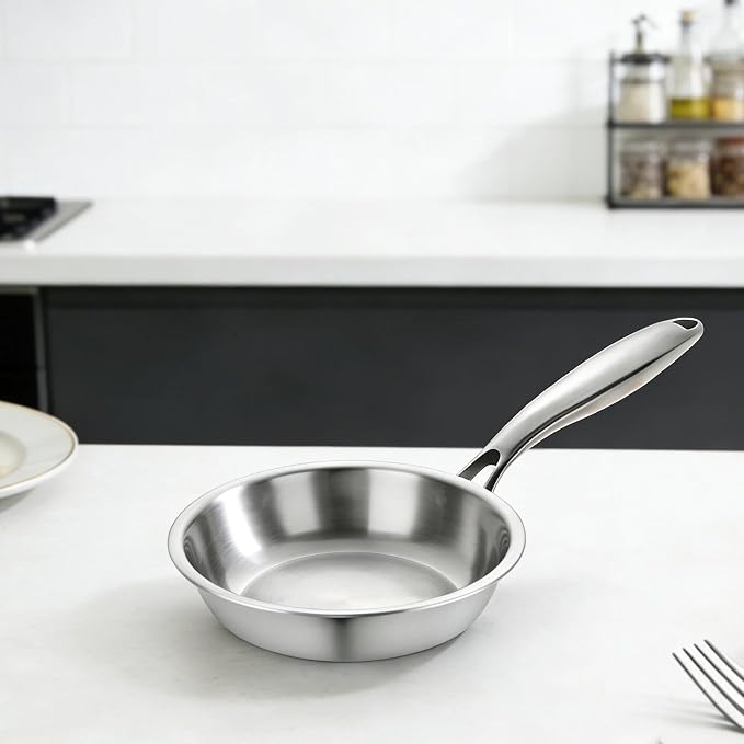 SuperCook Tri-Ply Clad Stainless Steel Frying Pan 8 Inch, Stainless Clad Frying - Image 6