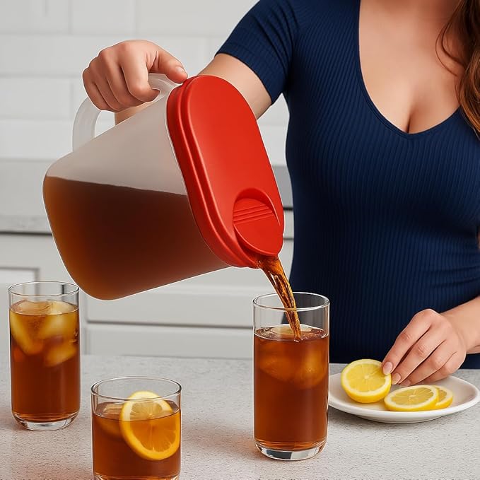 1 Gallon Water Pitcher with Lid & Pivot Top Spout -Slim Design Fits Fridge - Image 3