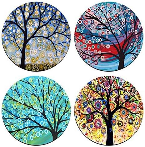 Color Tree of Life Round Coaster Set - Made of Recycled Rubber - Set