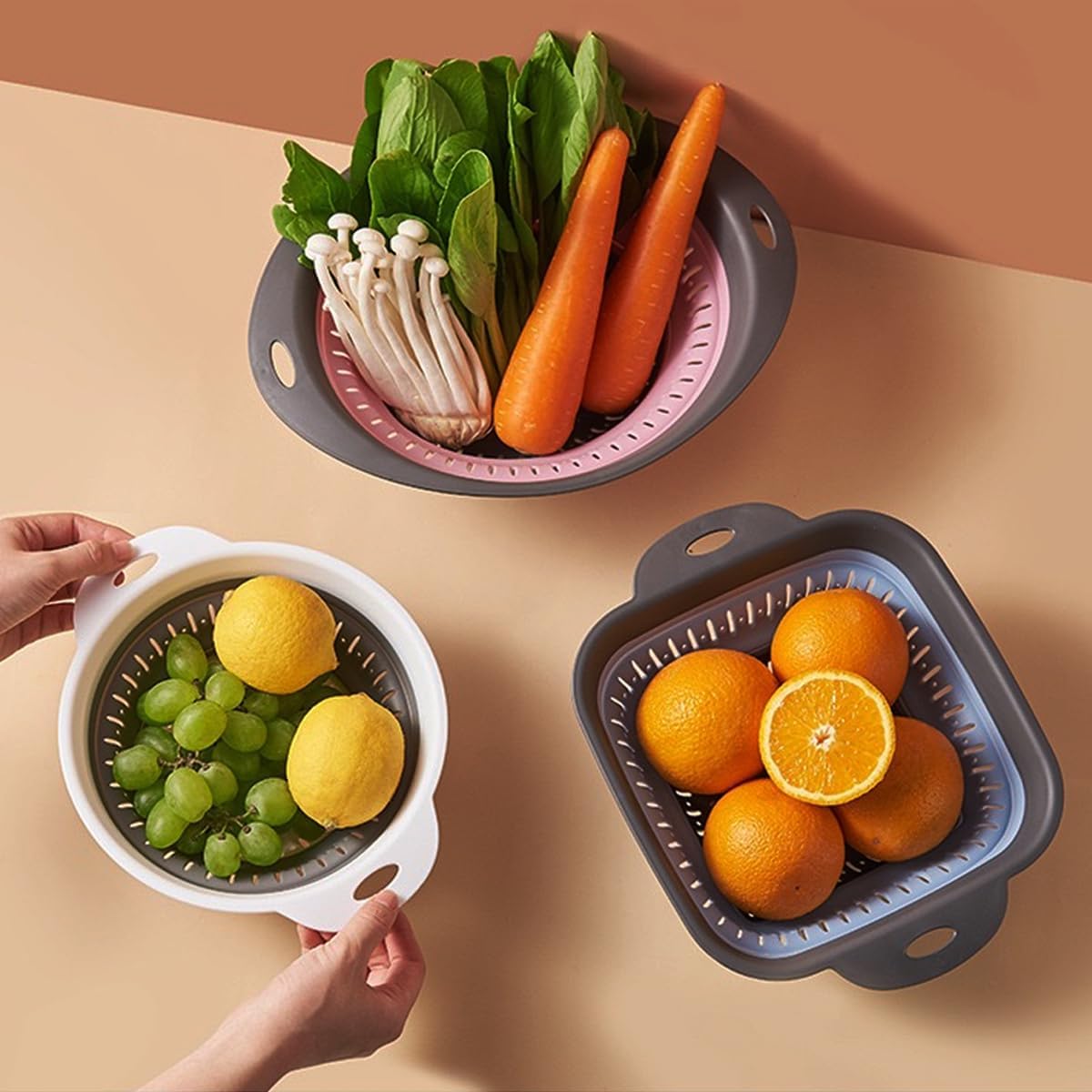 Collapsible Colander and Strainer,Silicone Strainer Colanders & Food