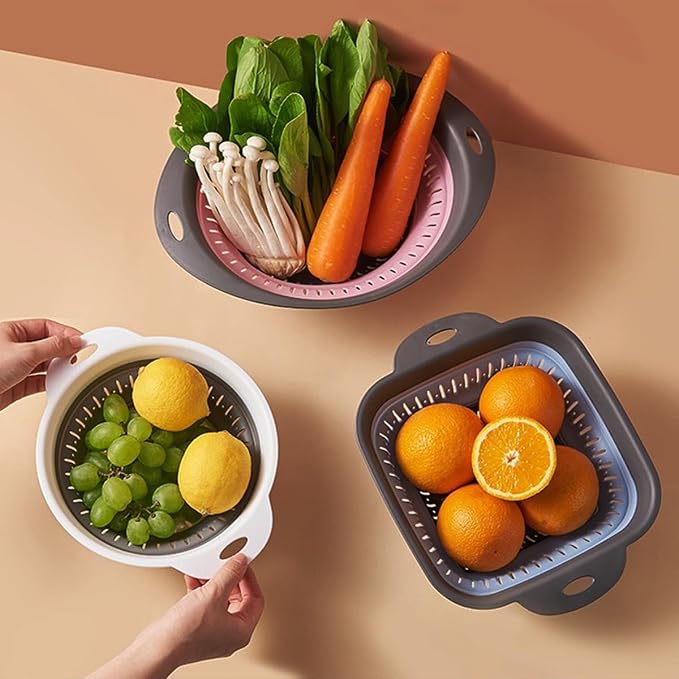 Collapsible Colander and Strainer, Silicone Strainer Colanders & Food Strainers - Image 2