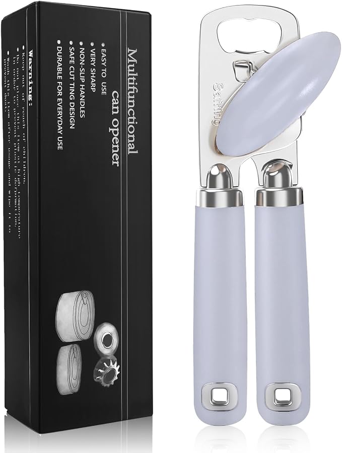 Safring Can Opener Manual, Heavy Duty Stainless Steel Smooth Edge Can Opener by Safring