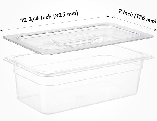 CURTA 6 Pack NSF Food Pan Cover, 1/3 Size Clear Polycarbonate Lid - Image 2