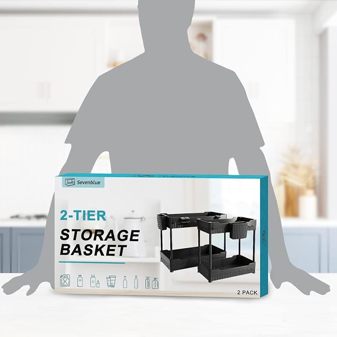 Sevenblue 2 Pack Under Sink Organizer, Under Bathroom Cabinet Organizer - Image 7