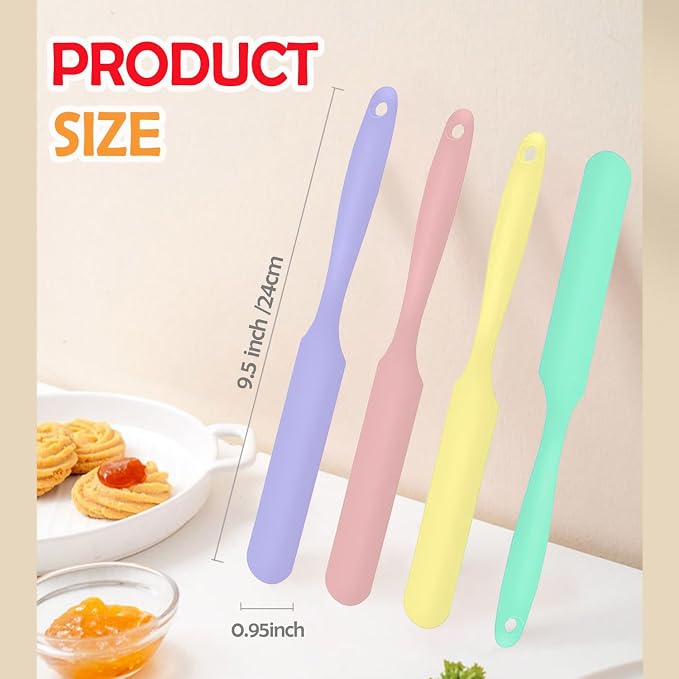 4Pcs Jar Spatula Silicone Long Scraper, Food-grade Cream Spatulas, - Image 5