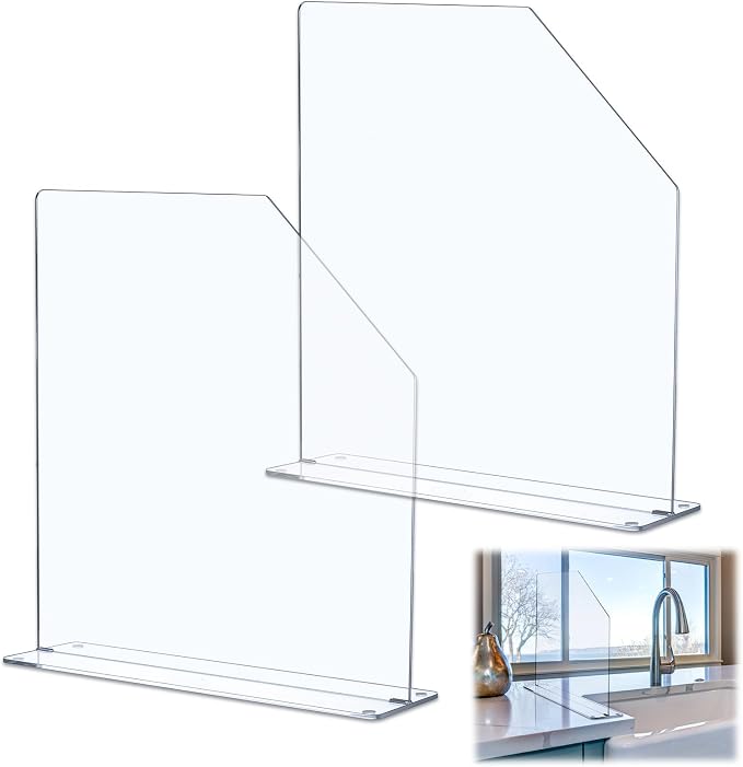Vesici 2 Pcs Clear Acrylic Sink Splash Guard Freestanding Panel Barrier by Vesici