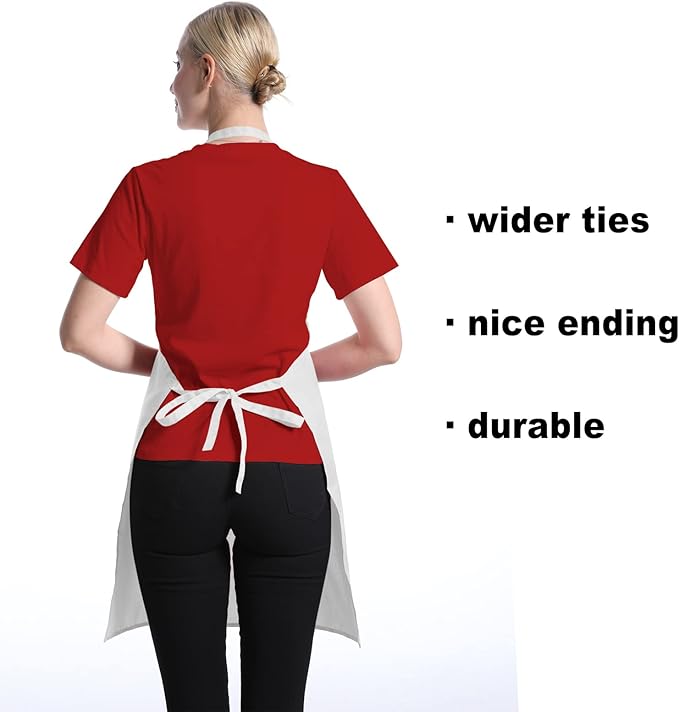12 Pcs Bib Bulk White Aprons for Women Men Adult Girls Unisex - Image 3